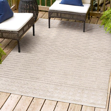 Xlendi High-low Pile Moroccan Geometric Indoor/outdoor Area Rug